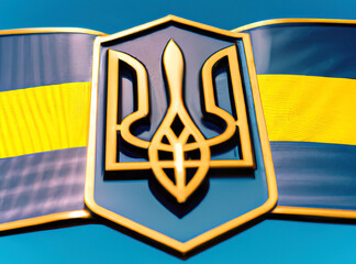 Znaki narodowe nacjonalistyczne Ukrainy w barwach flagi narodowej. - obrazy, fototapety, plakaty