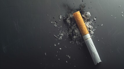 A single extinguished cigarette, representing the concept of quitting smoking - obrazy, fototapety, plakaty