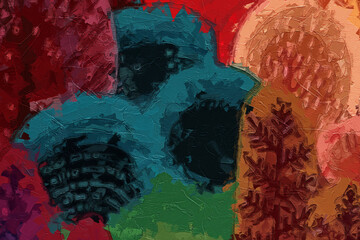 Naklejka premium Oil paintings and various flowers, butterflies, insects, and birds are beautiful