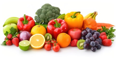 Assorted Fruits and Vegetables Arranged Together