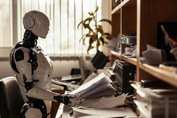 Robotic Efficiency: Humanoid Robot Organizing Documents in a Home Office