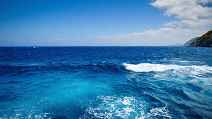 Beautiful seascape with blue sea and sky. 
