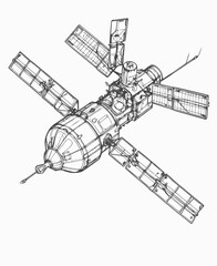 hand drawn illustration of a satellite