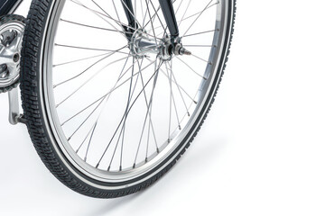 Sport bicycle tire and spoke wheel while isolated