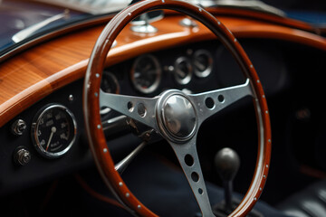 Classic wooden steering wheel from an italian sports-car