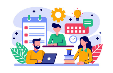 Fototapeta premium Flat Vector illustration concept of business workflow.