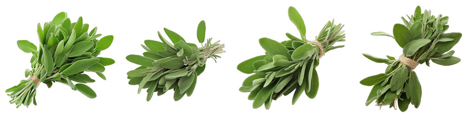 A Bunch Of Fresh Fragrant Sage Hyperrealistic Highly Detailed Isolated On Transparent Background Png File White Background Photo Realistic Image
