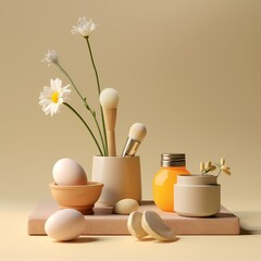 Still Life with Cosmetics and Flowers