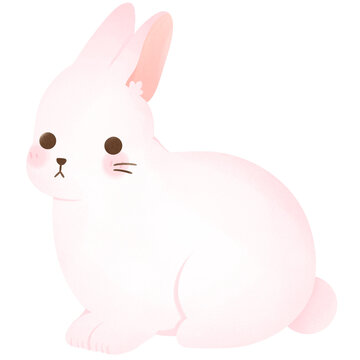 Kawaii Rabbit cartoon character watercolour hand drawing