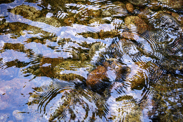 Fototapeta premium Keene,NY USA 1 31 2024: Hiking in to the Johns Brook area of the Keene valley on the approach trails to Mt Marcy in the Adirondack mountains.