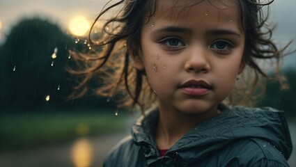 A captivating image of a little girl with big, expressive eyes, radiating innocence, wonder, and curiosity.