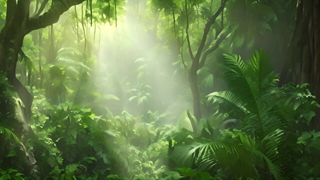 Tropical rainforest. Moving through a tropical forest with a large trees. Green jungle landscape moving beautiful nature 4k mp4