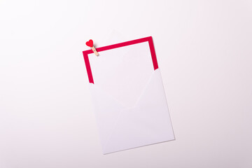 Valentine's day card top view white background red hearts holiday congratulations love minimalistic tree abstract corporative frame happy mockup celebration decoration isolated