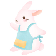 Obraz premium Cute standing Rabbit cartoon character with apron