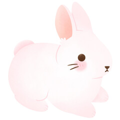 Kawaii Rabbit cartoon character watercolour illustration