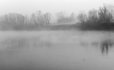 Thick fog on the Po River, Cremona.