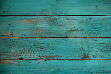Aged wooden background in green color. Wooden surface in sea green color. Generated by artificial intelligence