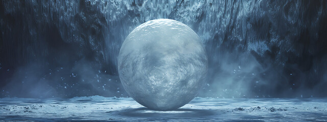 a spherical ball of ice sitting in a cold and dark vo