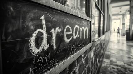 Dream - A motivational word written on a blackboard Gen AI - 725085347