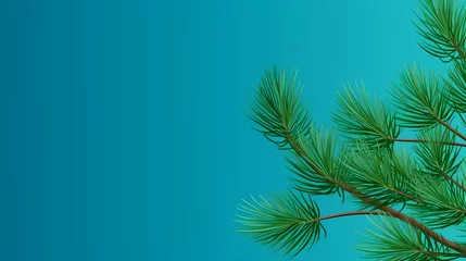Fotobehang seamless background with coniferous branches pattern, coniferous, fir,  © Nikita