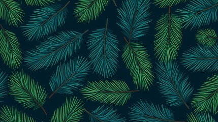 seamless background with coniferous branches pattern, coniferous, fir, 