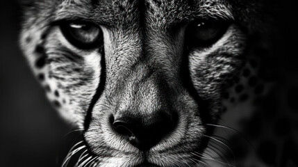  a close up of a cheetah's face with a black and white photo of it's face.
