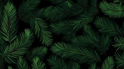 seamless background with coniferous branches pattern, coniferous, fir, 