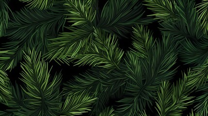 seamless background with coniferous branches pattern, coniferous, fir, 