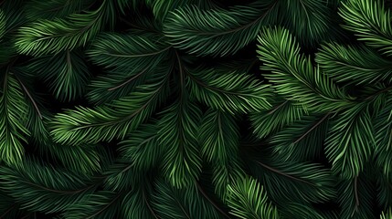 seamless background with coniferous branches pattern, coniferous, fir, 