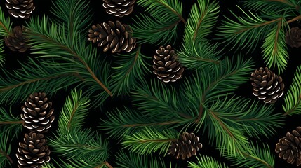 seamless background with coniferous branches pattern, coniferous, fir, 