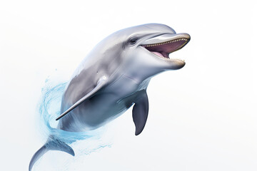 Leaping Dolphin isolated on white background.