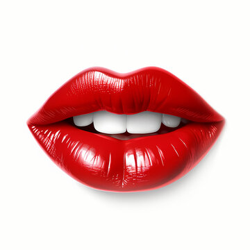 Red sensual lips isolated on white background. High quality