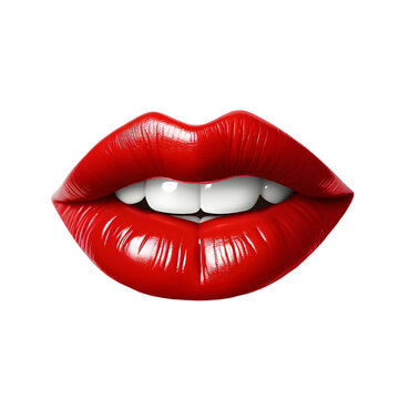 Red beautiful lips isolated on white background. High quality. PNG