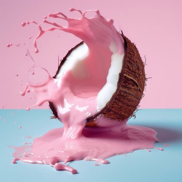 A tropical oasis of sweet indulgence awaits as the refreshing burst of pink coconut nectar cascades from its cracked shell