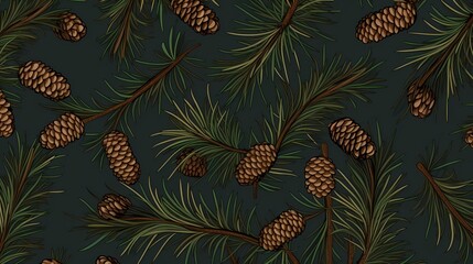 seamless background with coniferous branches pattern, coniferous, fir, 