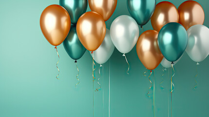 Pastel glossy composition with empty space for birthday, party or other promotion social media banners, text. Group of balloons.