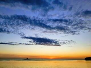 orange sunset on the seashore