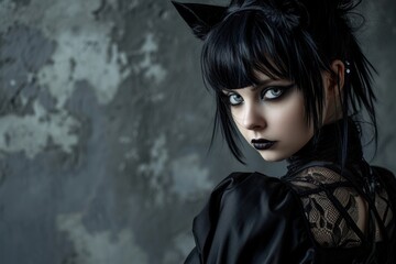 Fototapeta premium a woman in black cat ears