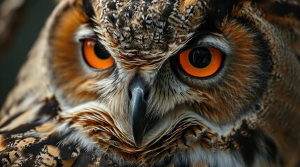 an owl with orange eyes
