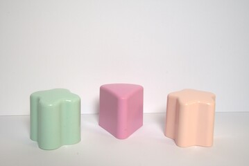 This captivating photograph showcases a collection of toys featuring clean lines, bold shapes, and vibrant colors. Perfect for creative projects or designs.