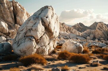 a large rocks in a desert - obrazy, fototapety, plakaty