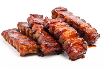 a group of ribs with sauce