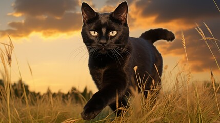 cat, Bombay running on a grass
