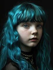 a girl with blue hair and freckles
