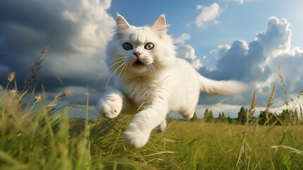 cat, Chantilly Tiffany running on a grass