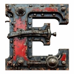Fototapeta na wymiar a metal letter with rivets and bolts