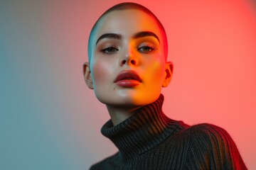 Fashionable Young Woman With Shaved hair