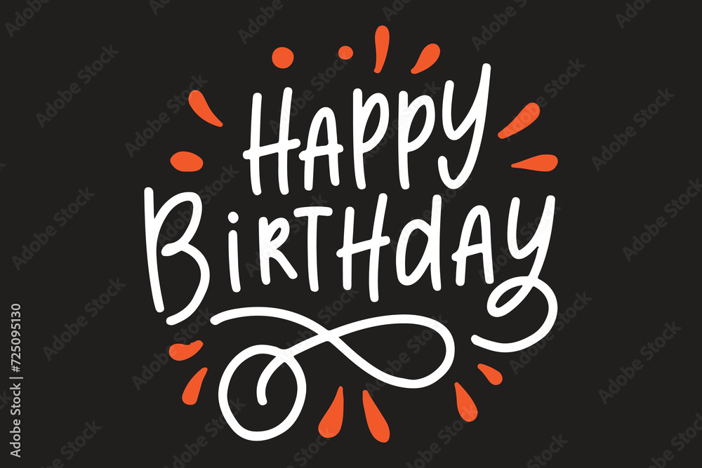 Sticker Happy Birthday text vector design on a black background