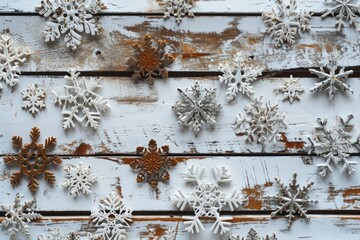 a group of snowflakes on a white surface