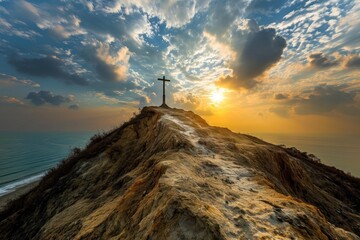Obraz premium a cross on a hill